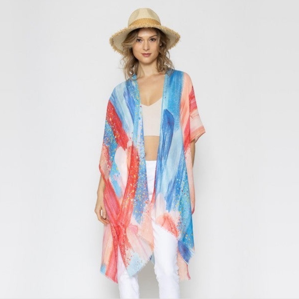 Lightweight Brush Strokes And Splatter Kimono